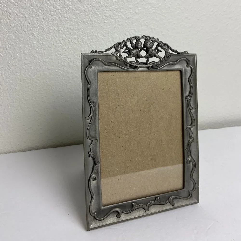 Vintage 1994s Seagull Pewter Metal Picture Frame  Angels / Cherubs